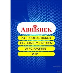 Abhishek A4 Photo Sticker 170 Gsm 20 packing