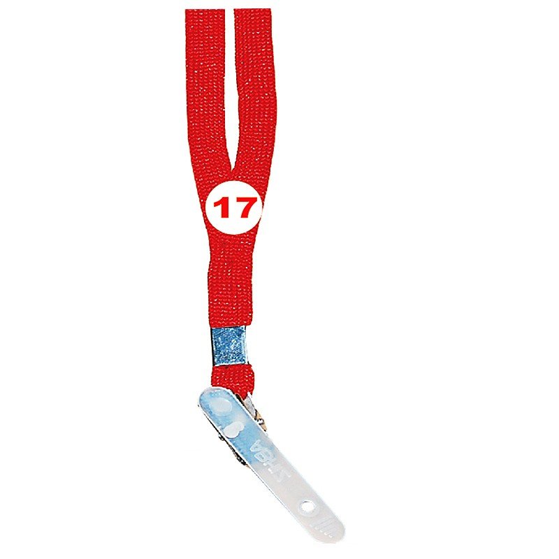 Red Colour Sleeve Tags with Clip Attachement type. 16 Inches in Length and 12 mm wide. Printable with multiple colours with custom logo and names