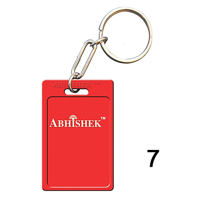 Red key chain of size 27x40.5 mm in Rectangle  shape designed for id card holder, company event or school custom logo. Fully customizable and personalized with thousands of designs and prints  You may also refer keychains as ket tags, key rings, id card