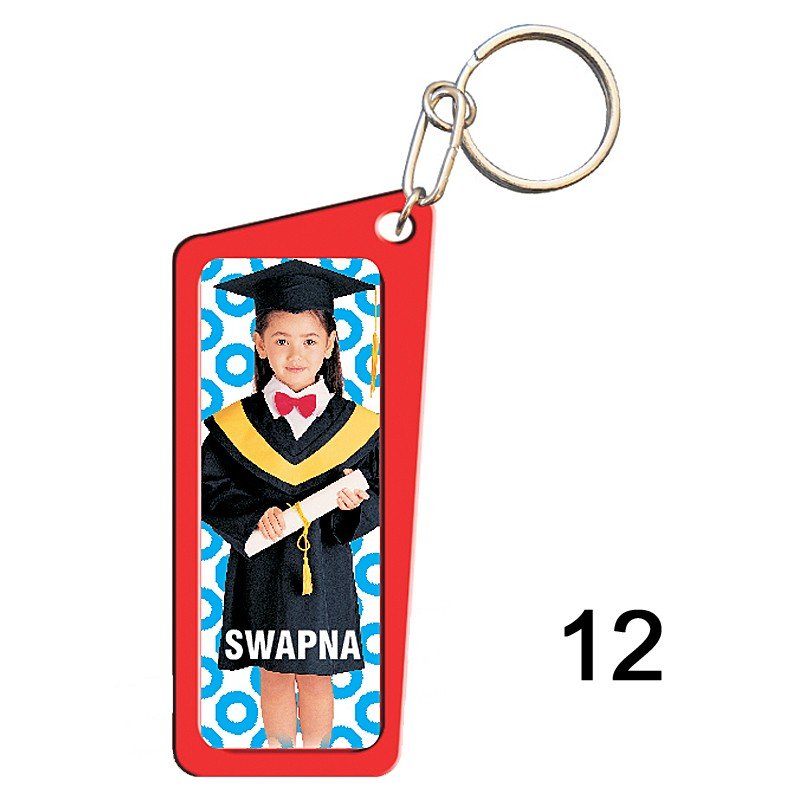 Red key chain of size 25x55 mm in Rectangle  shape designed for id card holder, company event or school custom logo. Fully customizable and personalized with thousands of designs and prints  You may also refer keychains as ket tags, key rings, id card ho