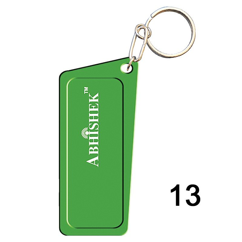 Green key chain of size 25x55 mm in Rectangle  shape designed for id card holder, company event or school custom logo. Fully customizable and personalized with thousands of designs and prints  You may also refer keychains as ket tags, key rings, id card